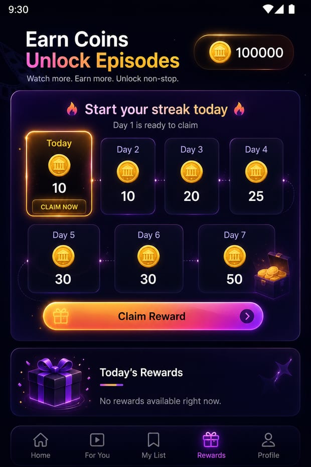 MBC Shahid clone app subscription and rewards screen for unlocking premium content
